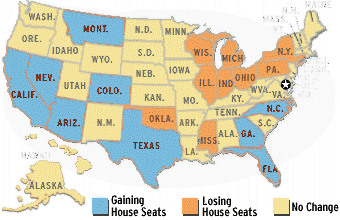 Map of House seat changes