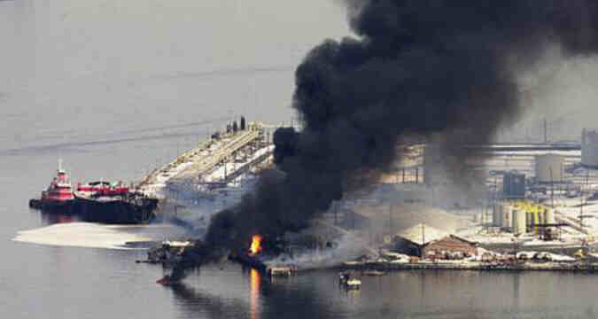 Gasoline barge fire